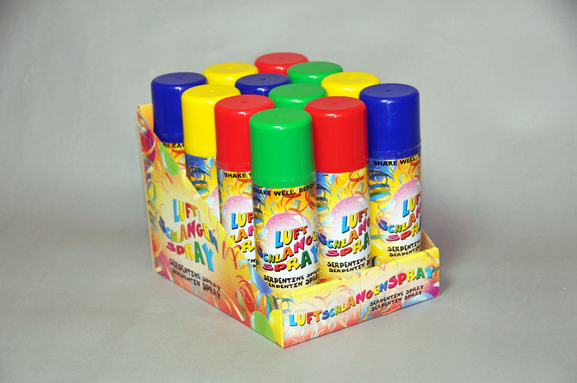 Luftschlangenspray, 100 ml, 4 Farben sortiert
