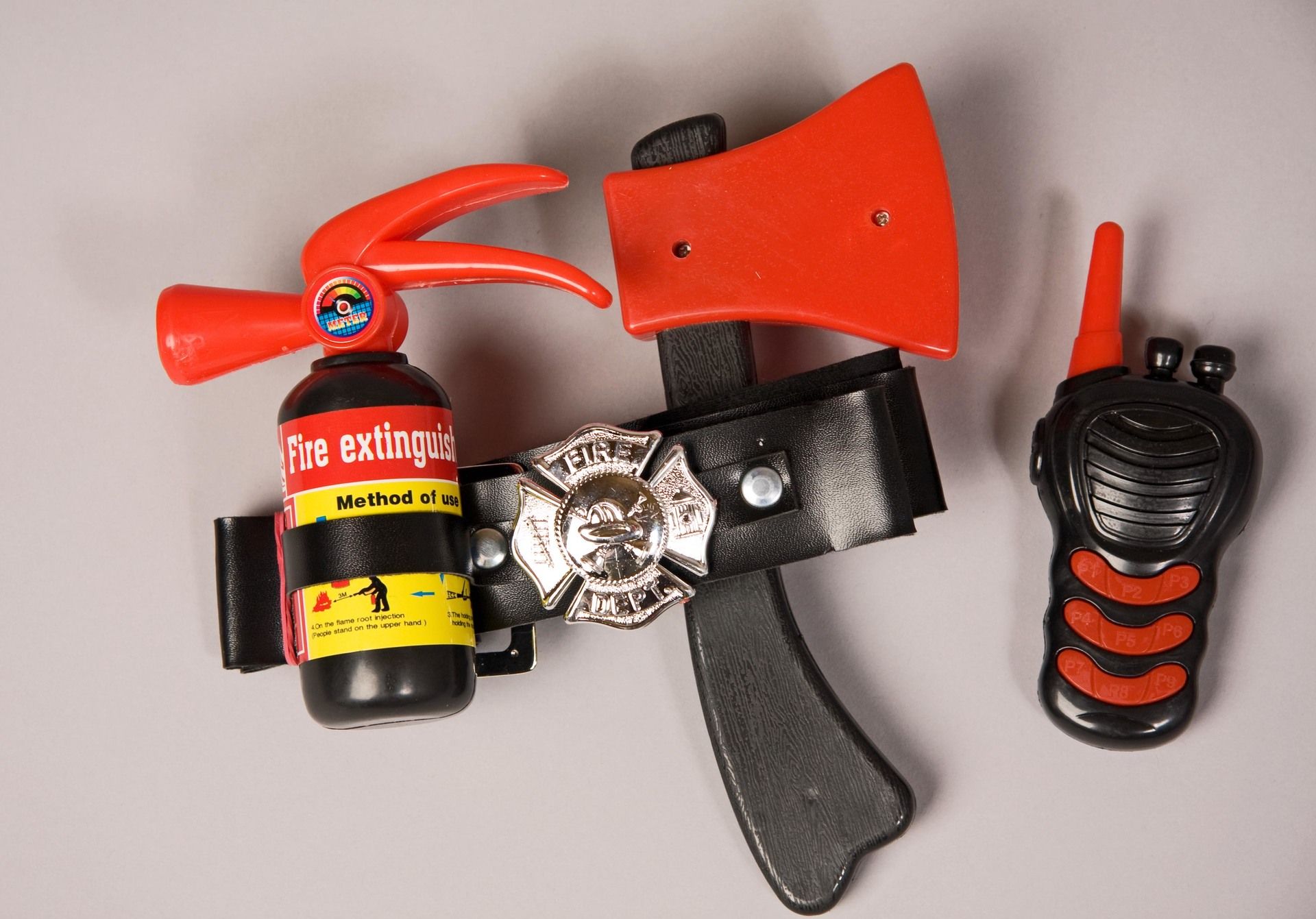 Feuerwehr-Set: Grtel, Feuerlscher, Beil, Funk