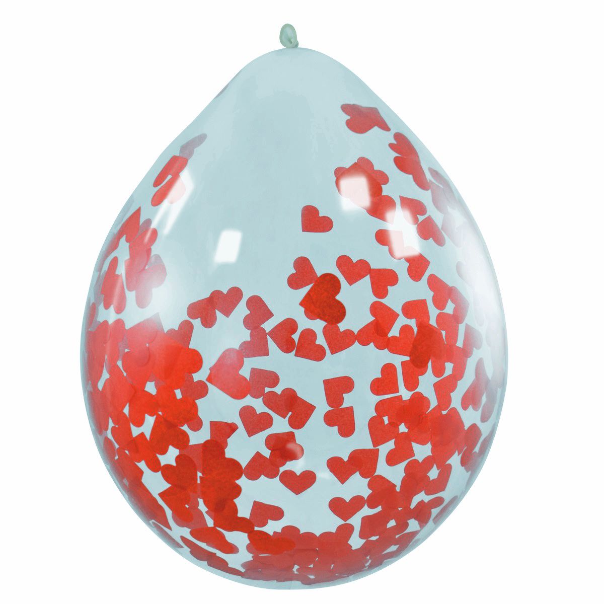 4 Konfetti-Ballons mit roten Herzen