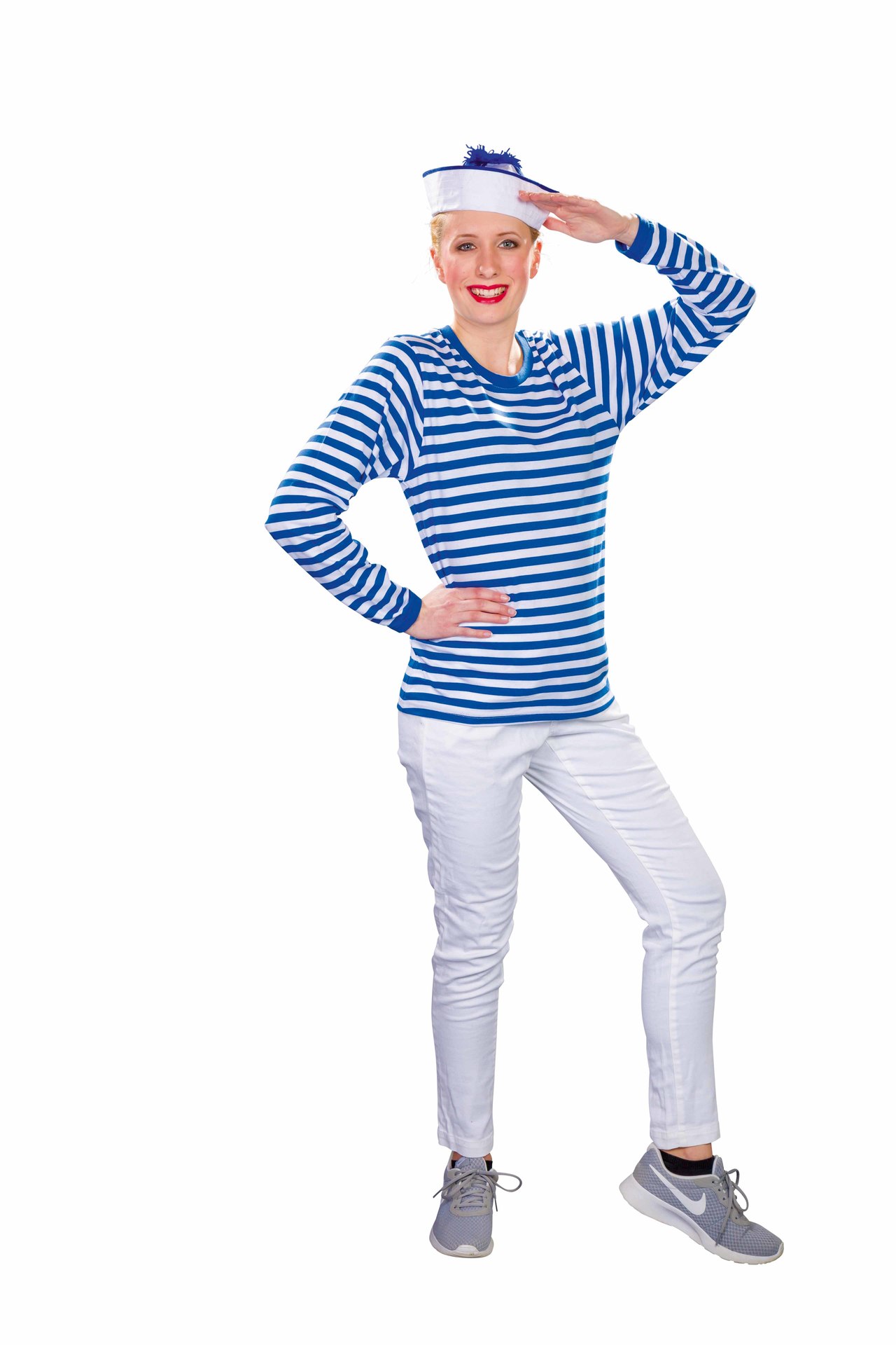 Ringelpulli Langarm blau/wei