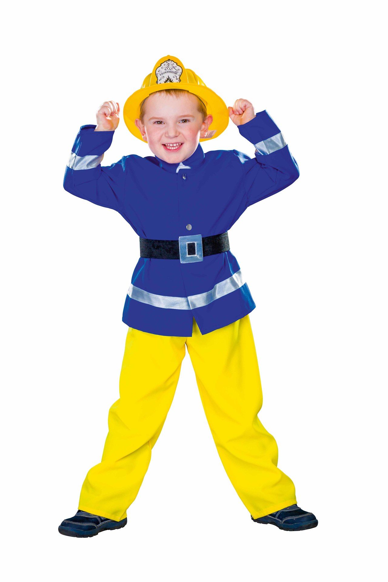 Feuerwehrmann blau/gelb: Jacke, Hose, G.