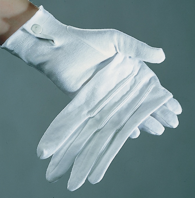 Baumwoll-Damenhandschuhe, wei mit Knopf