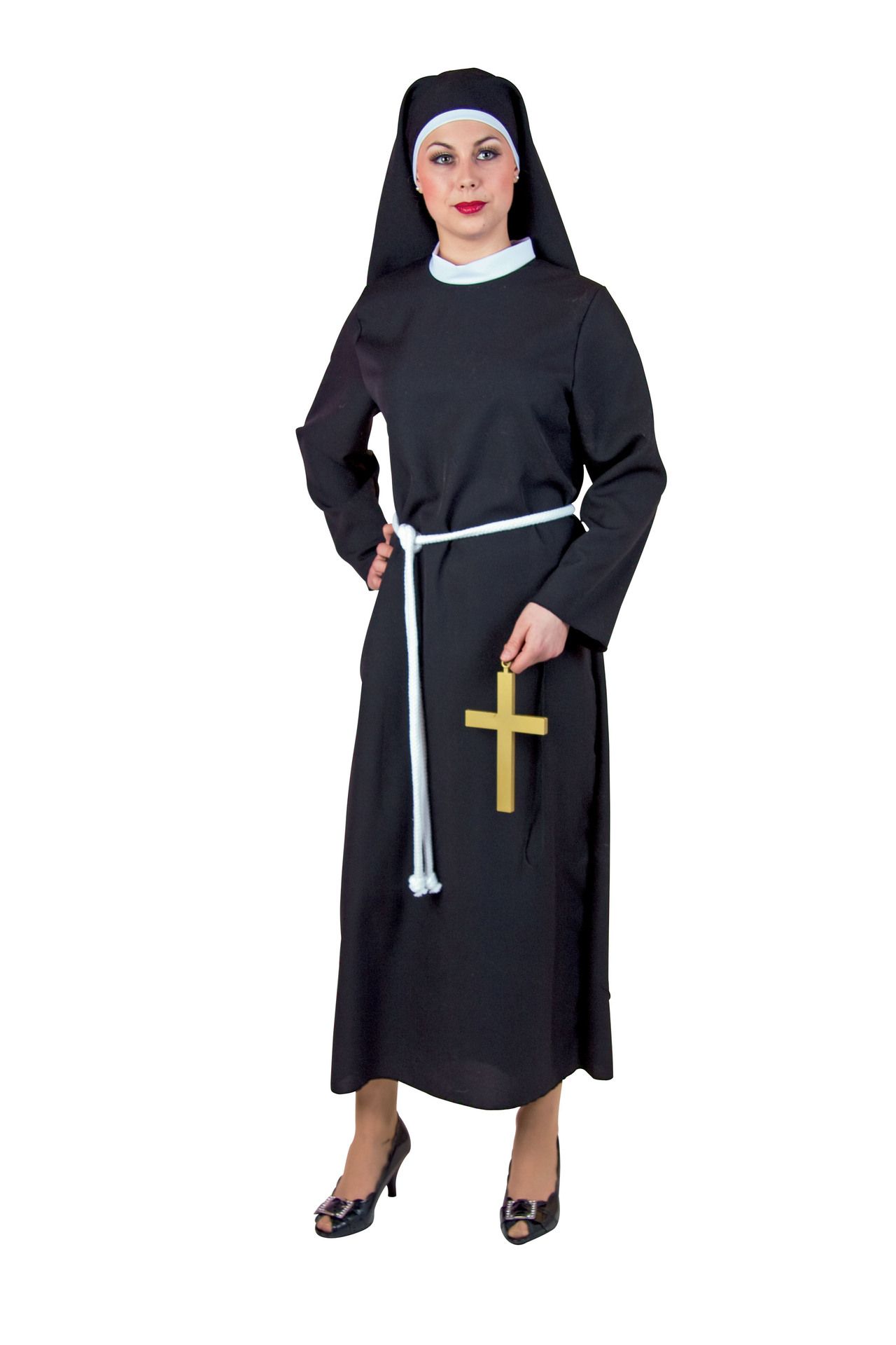 Nonne: Kleid, Haube, Kordel