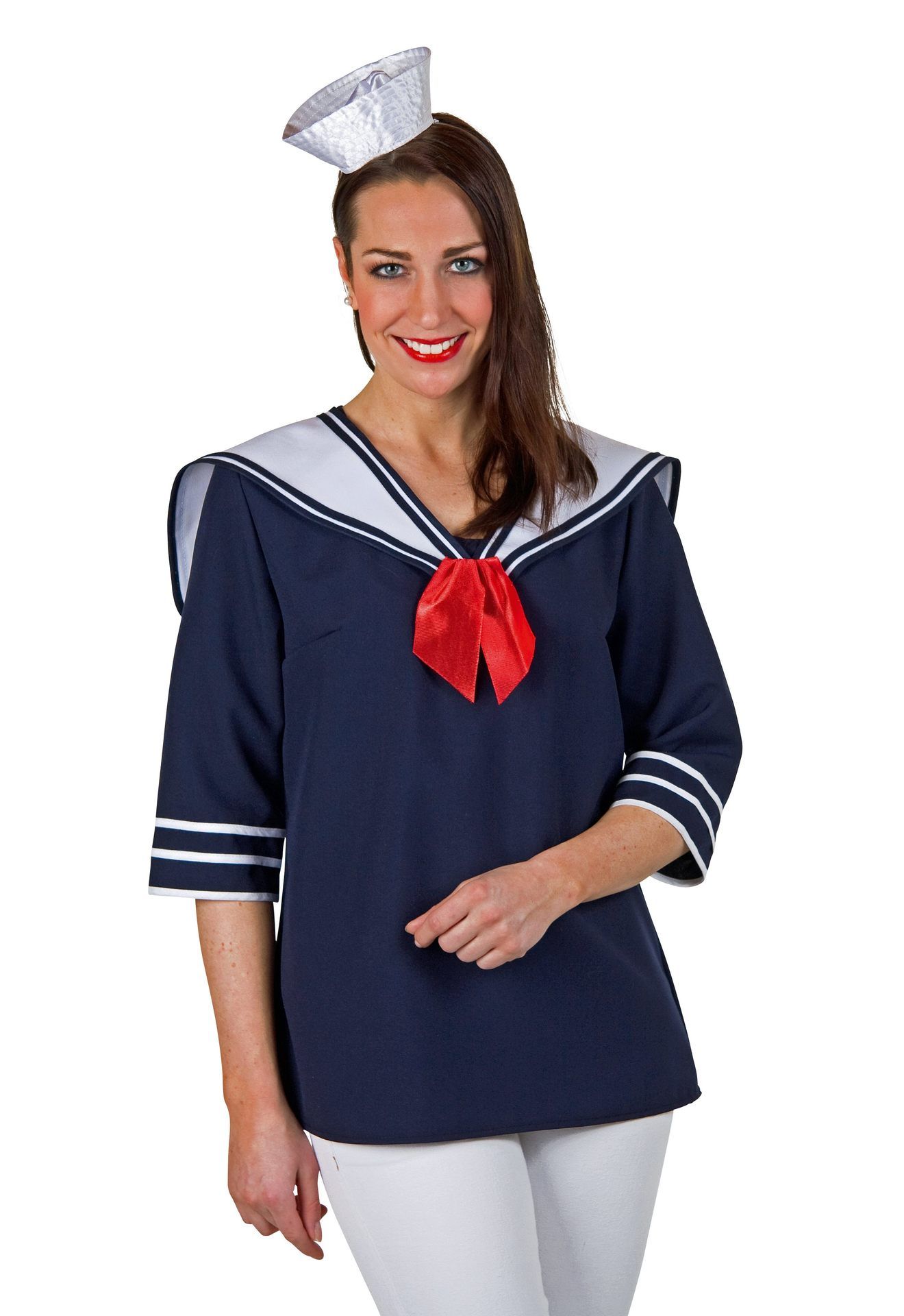 blaue Matrosenbluse und Kragen, fr Damen