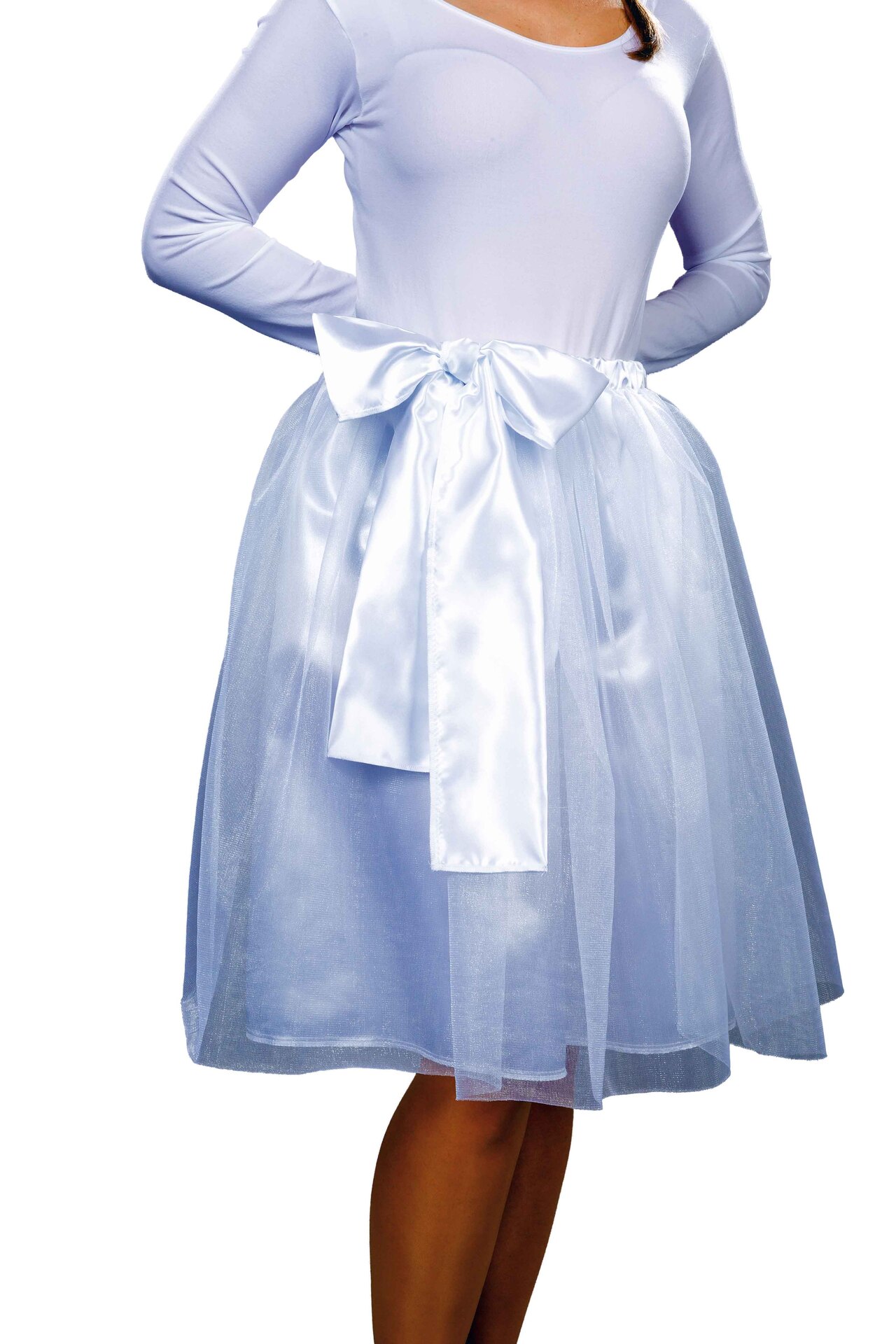 Chiffon/Satinrock mit Schleife, wei