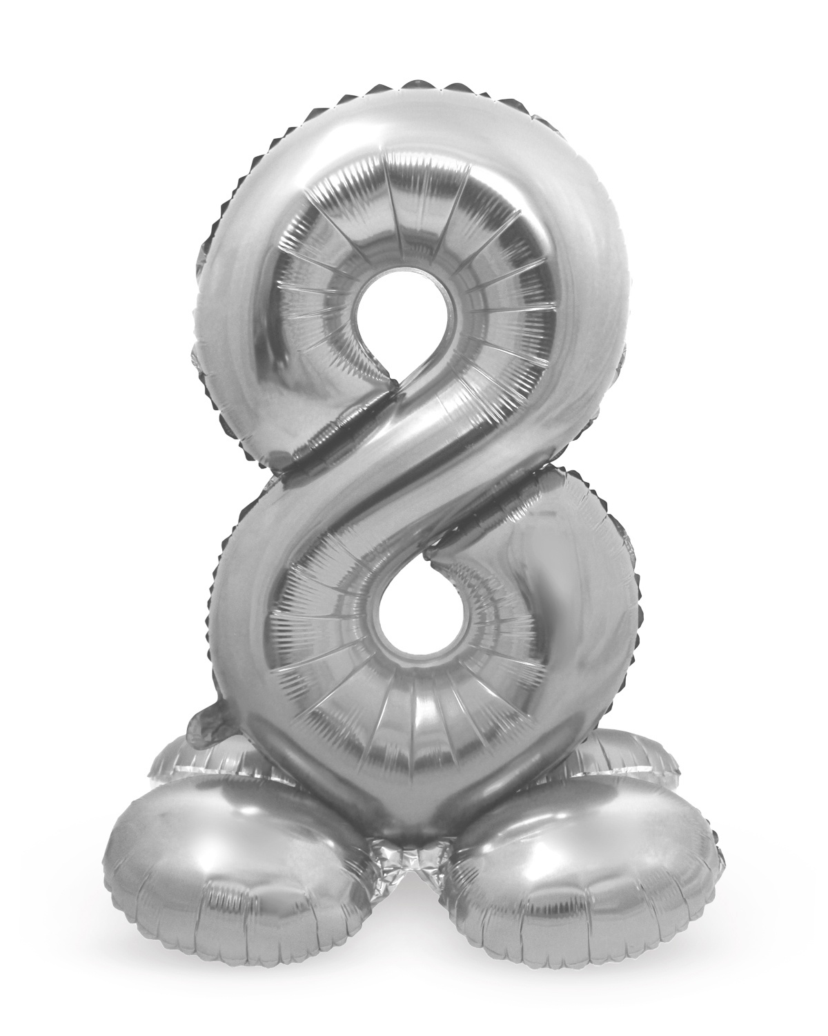 Folienballon m. Sockel Zahl 8 silber, ca. 72 cm