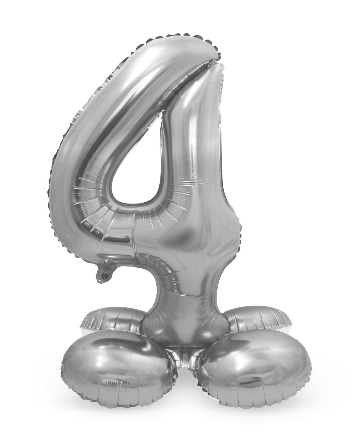 Folienballon m. Sockel Zahl 4 silber, ca. 72 cm