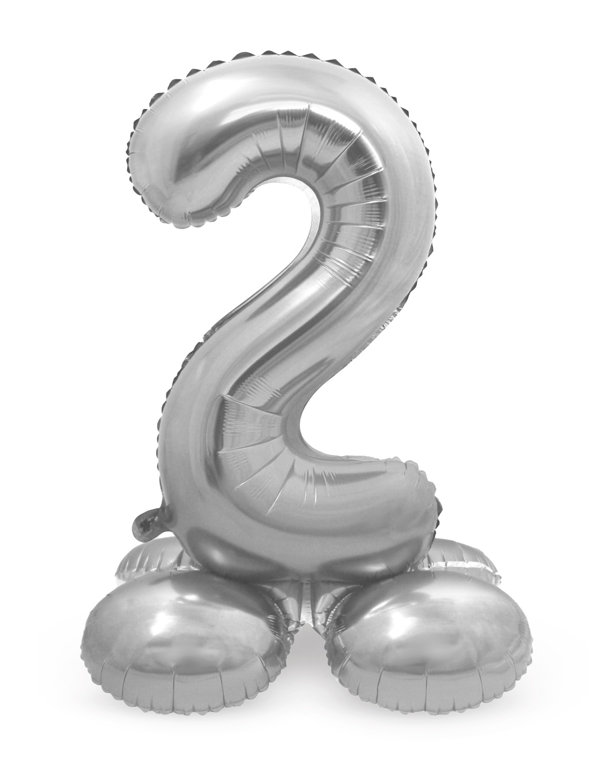 Folienballon m. Sockel Zahl 2 silber, ca. 72 cm