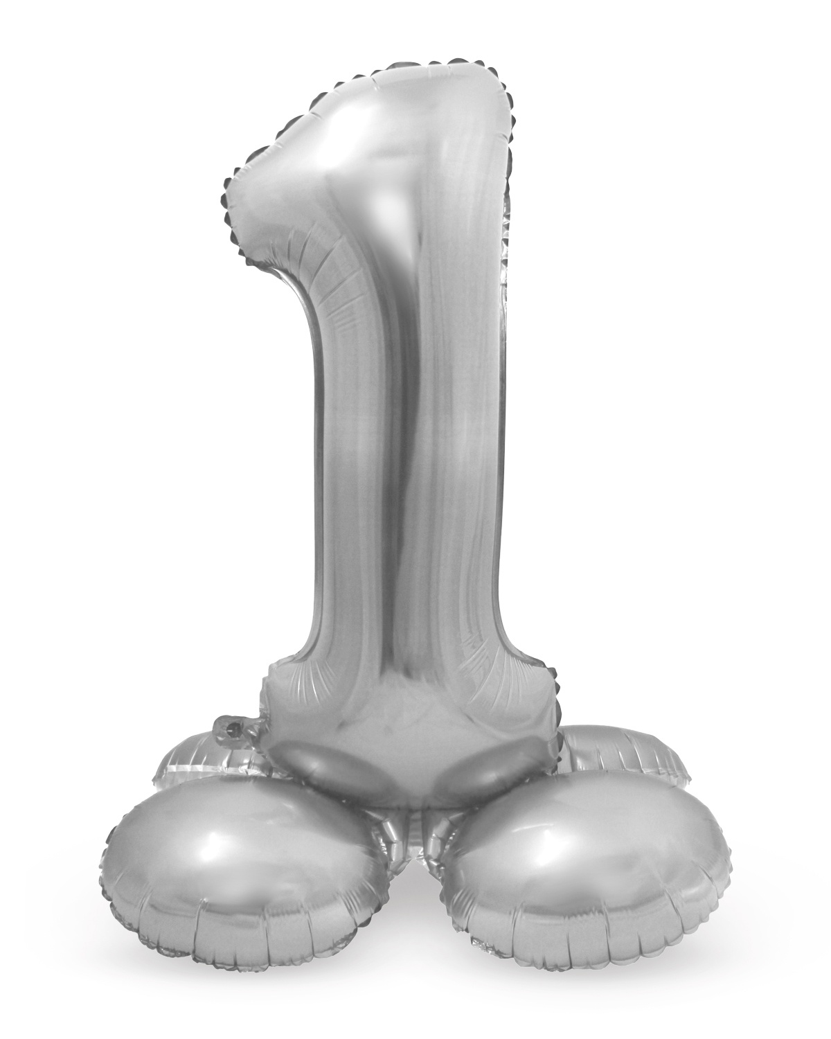 Folienballon m. Sockel Zahl 1 silber, ca. 72 cm