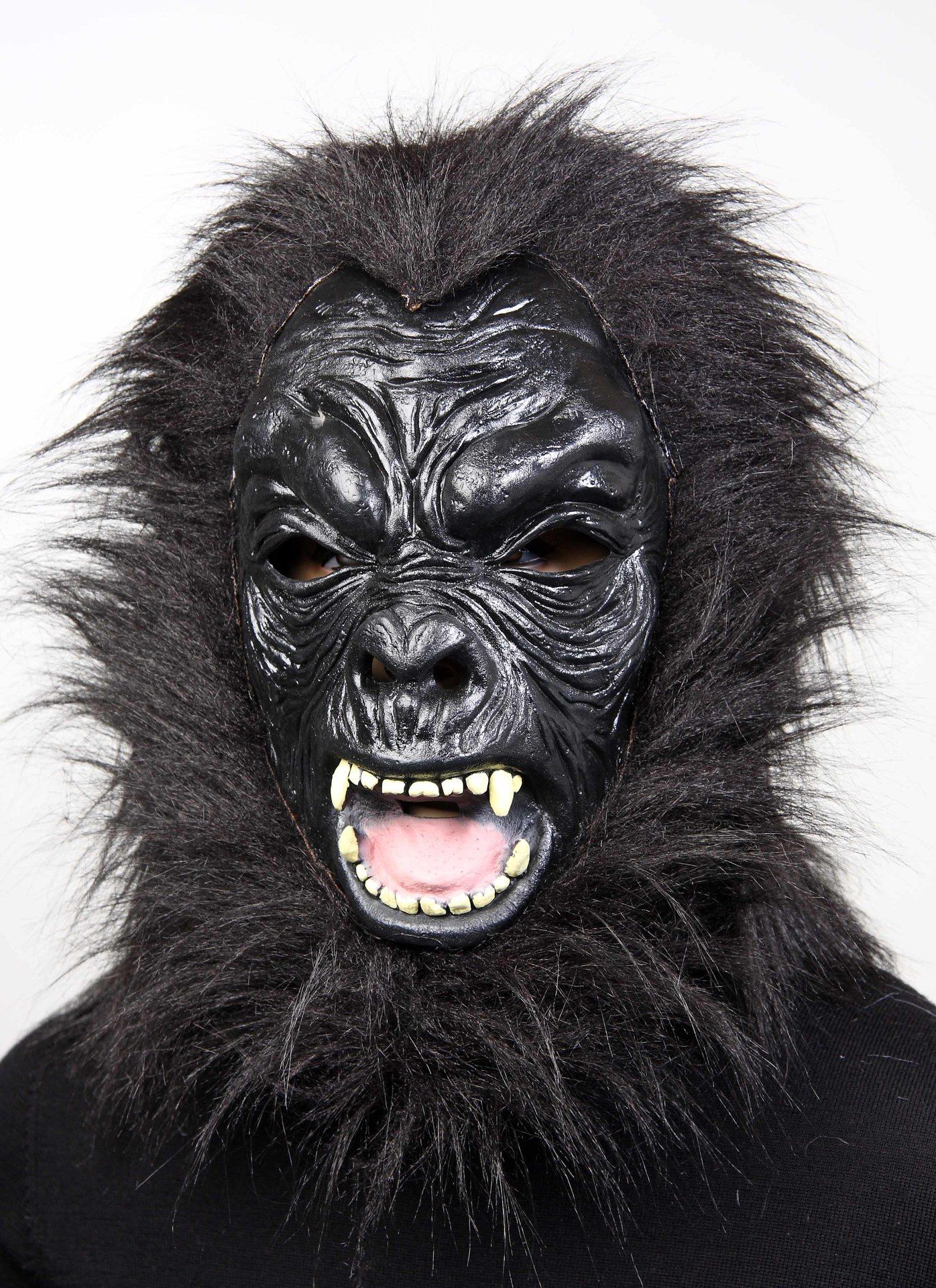 Maske Gorilla schwarz, mit Plschhaar