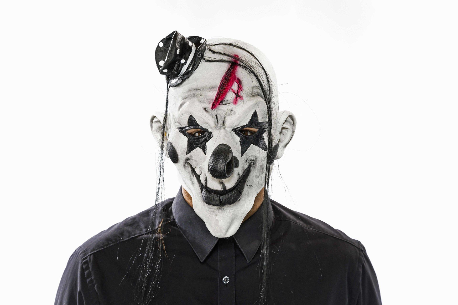 Maske Psycho-Clown mit Haar