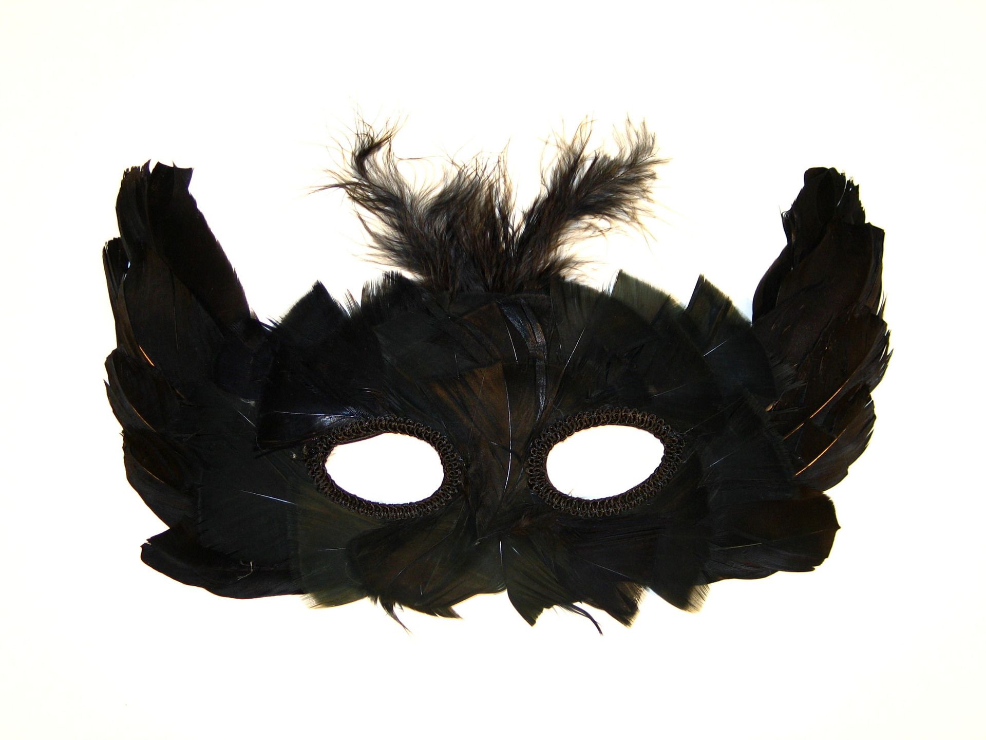 Augenmaske aus Federn, schwarz