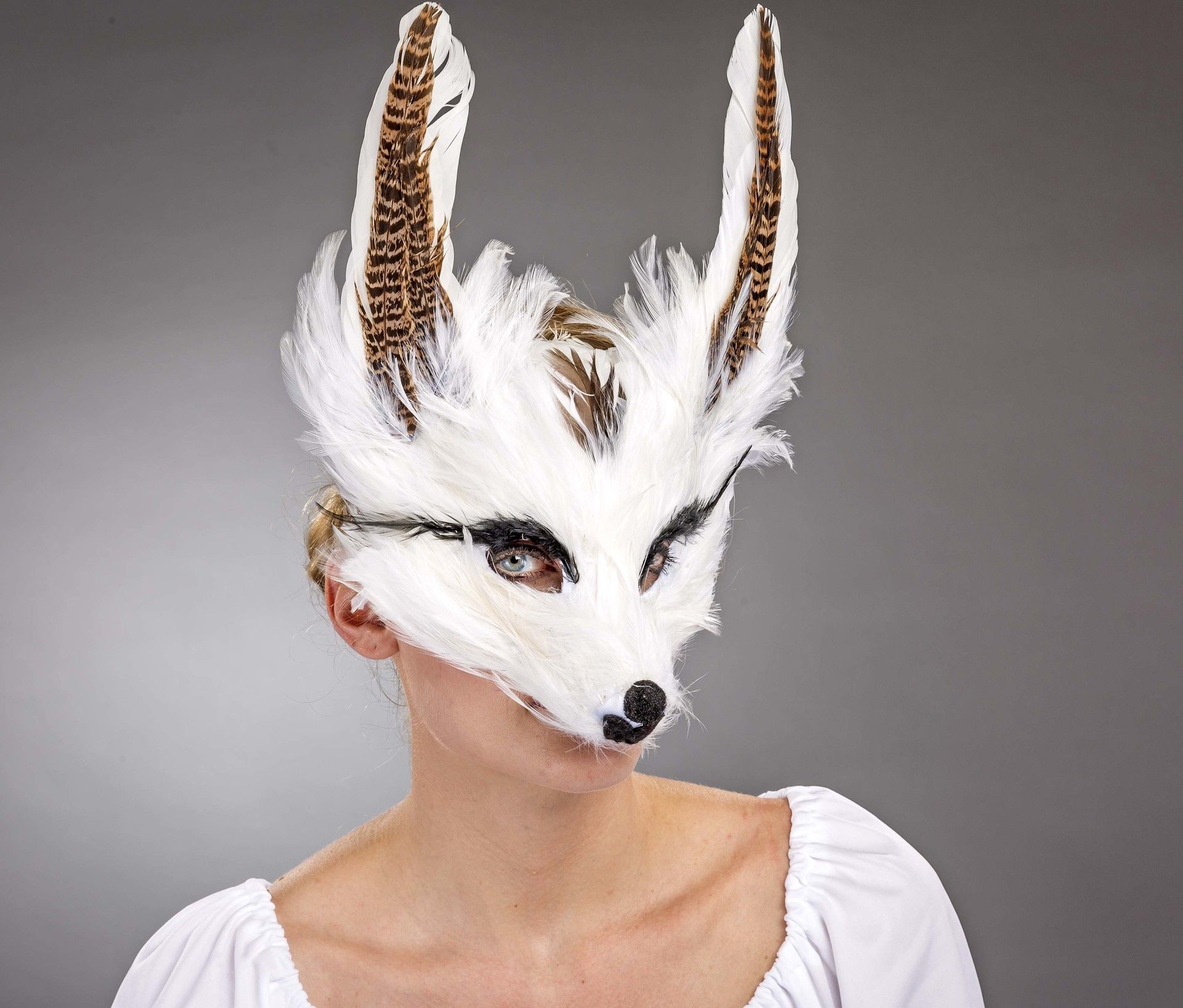Federmaske Fabeltier, wei