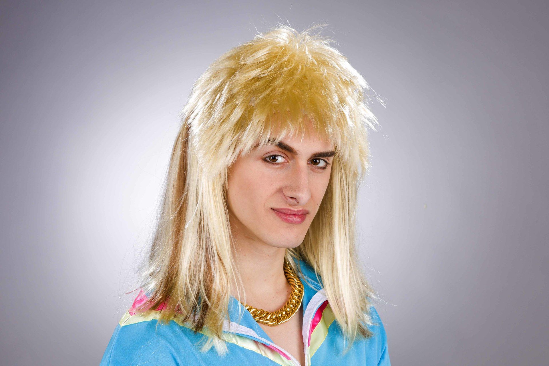 Herrenpercke Vokuhila, blond gestrhnt