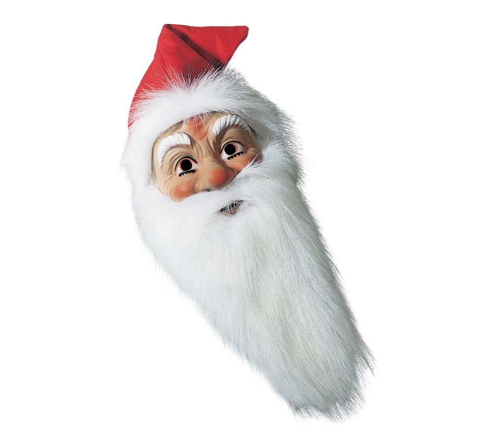 Nikolausmaske mit Plschbart und Kapuze