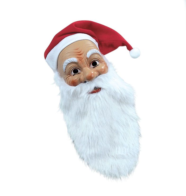 Nikolausmaske mit Plschbart und Flanellmtze