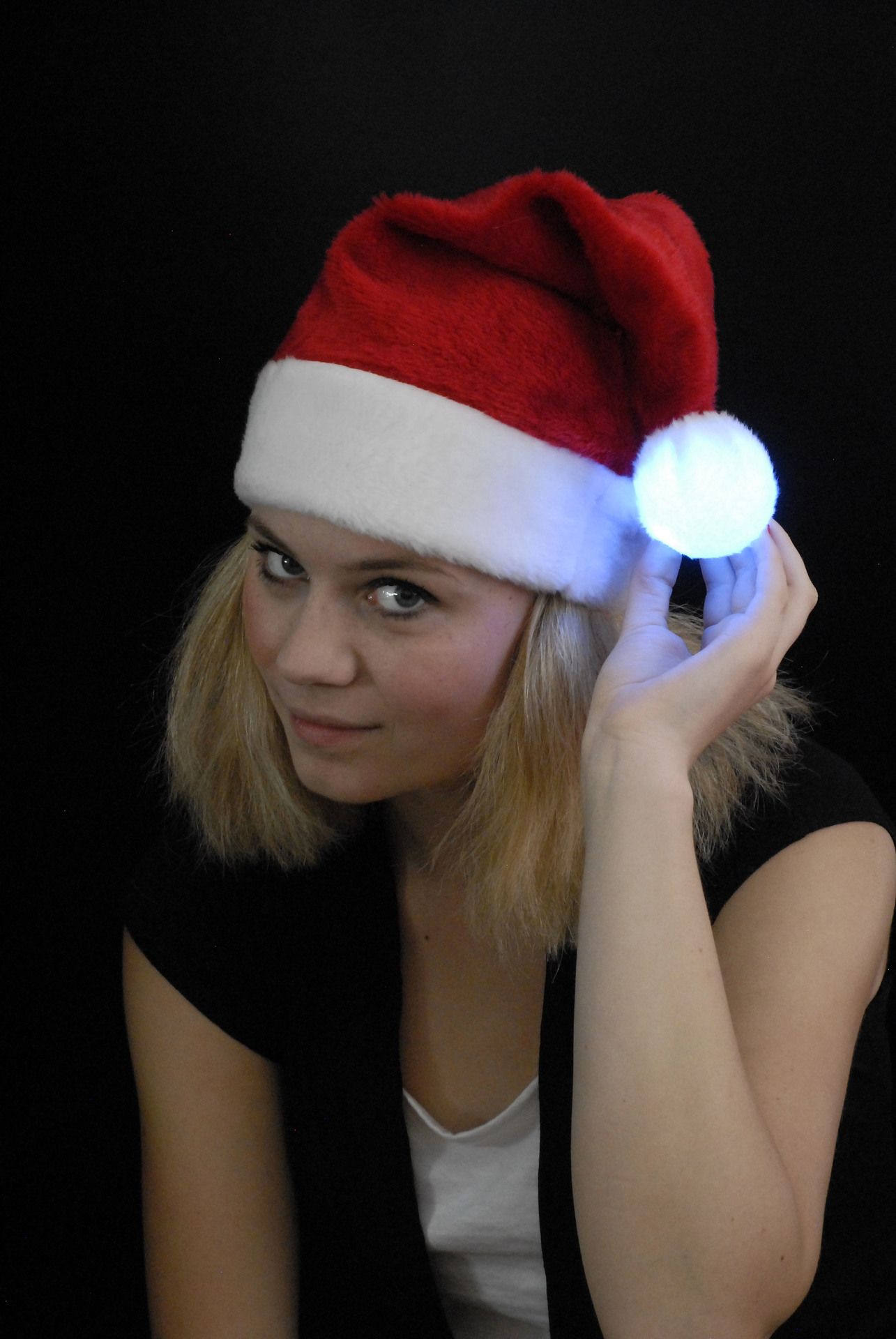 Nikolaus-Plschmtze mit Leucht-Pompon, batteriebetr.