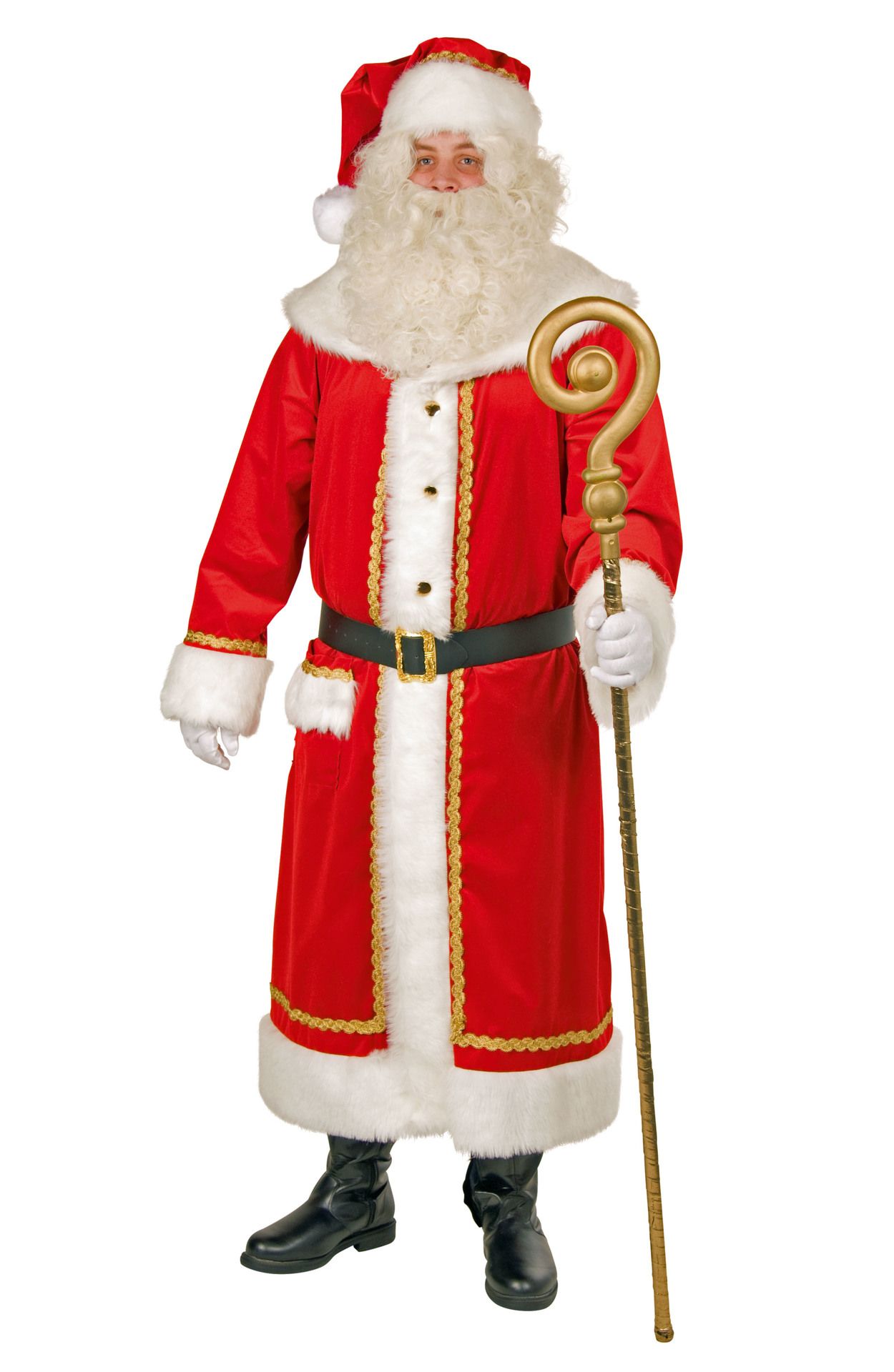 Weihnachtsmann-Samtmantel m. Mtze + Grtel