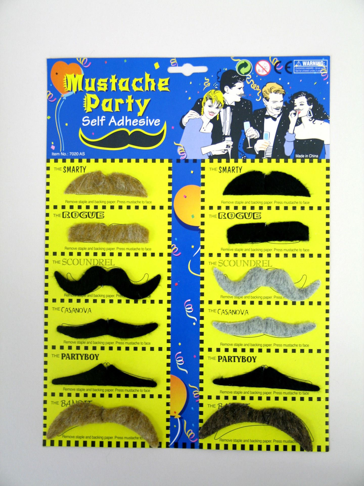 Bartkarte mit 12 Schnurrbrtchen, sortiert
