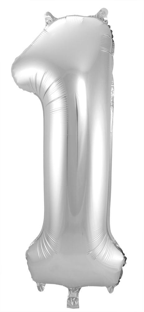 Folienballon Zahl 1 silber, ca. 86 cm