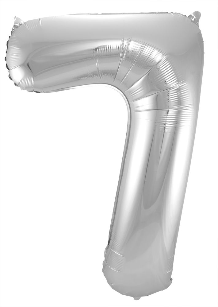 Folienballon Zahl 7 silber, ca. 86 cm