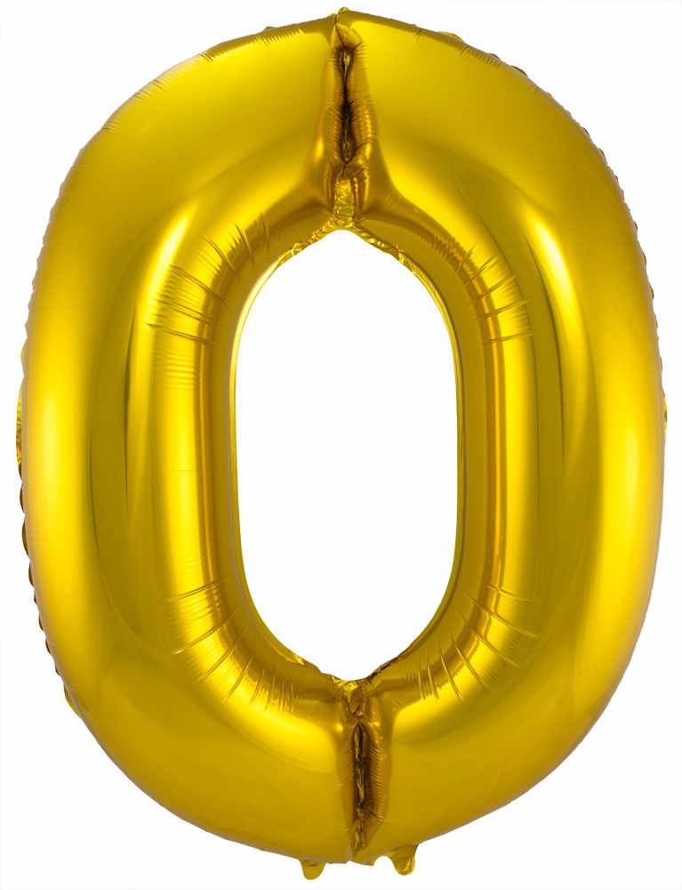 Folienballon Zahl 0 gold, ca. 86 cm