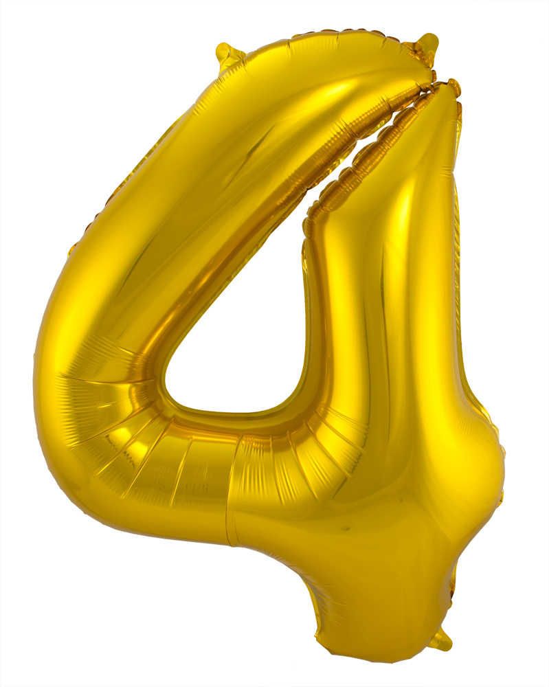Folienballon Zahl 4 gold, ca. 86 cm