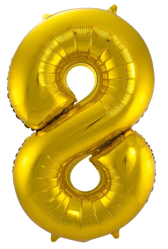 Folienballon Zahl 8 gold, ca. 86 cm