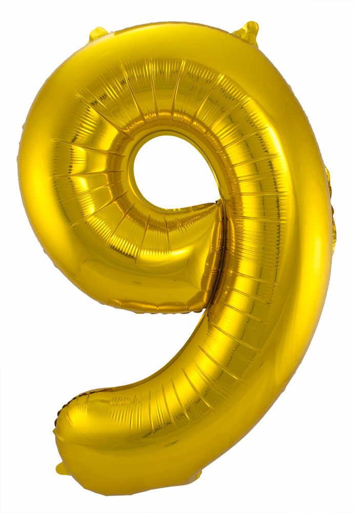 Folienballon Zahl 9 gold, ca. 86 cm