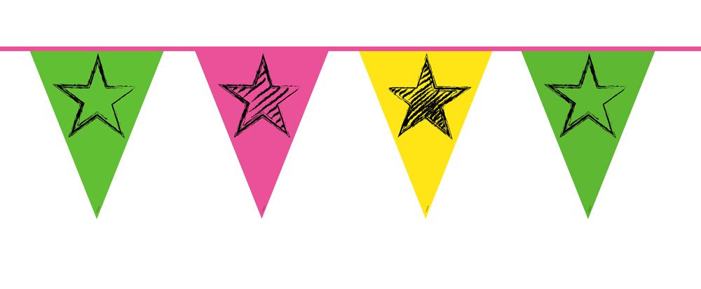6 m-Wimpelkette "Neon" aus Karton
