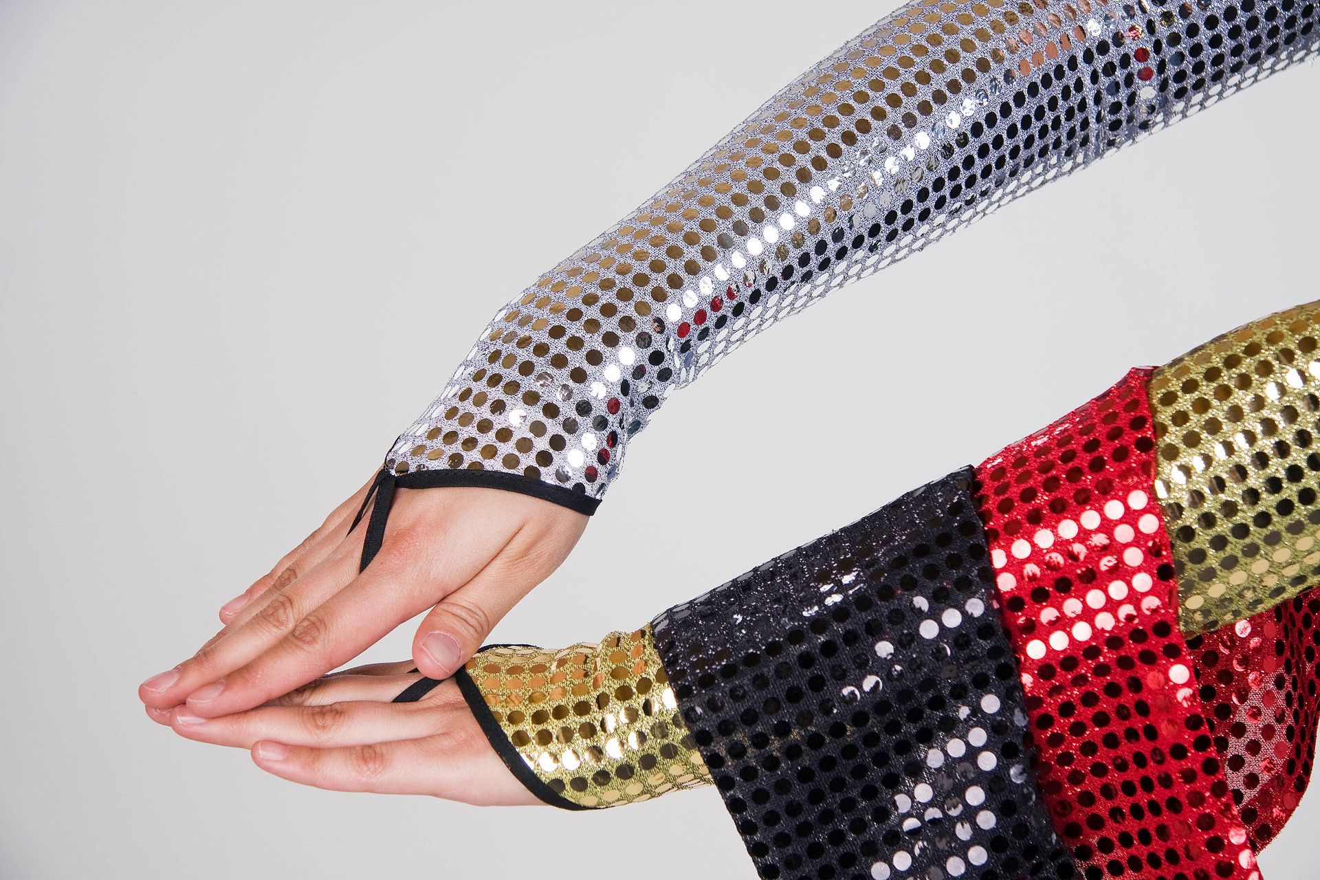 fingerlose Paillettenhandschuhe, silber