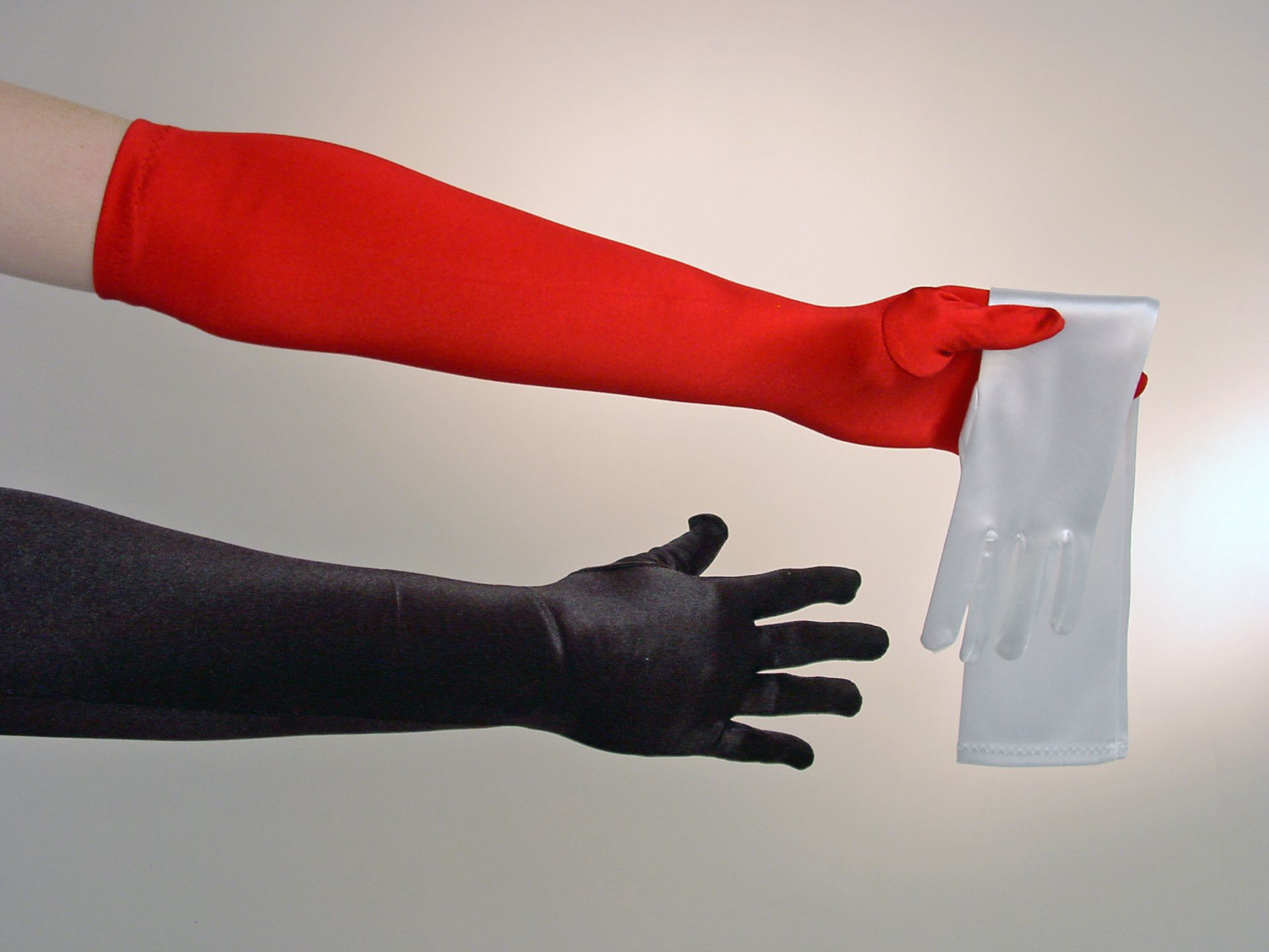 Satinhandschuhe, ca. 50 cm, schwarz