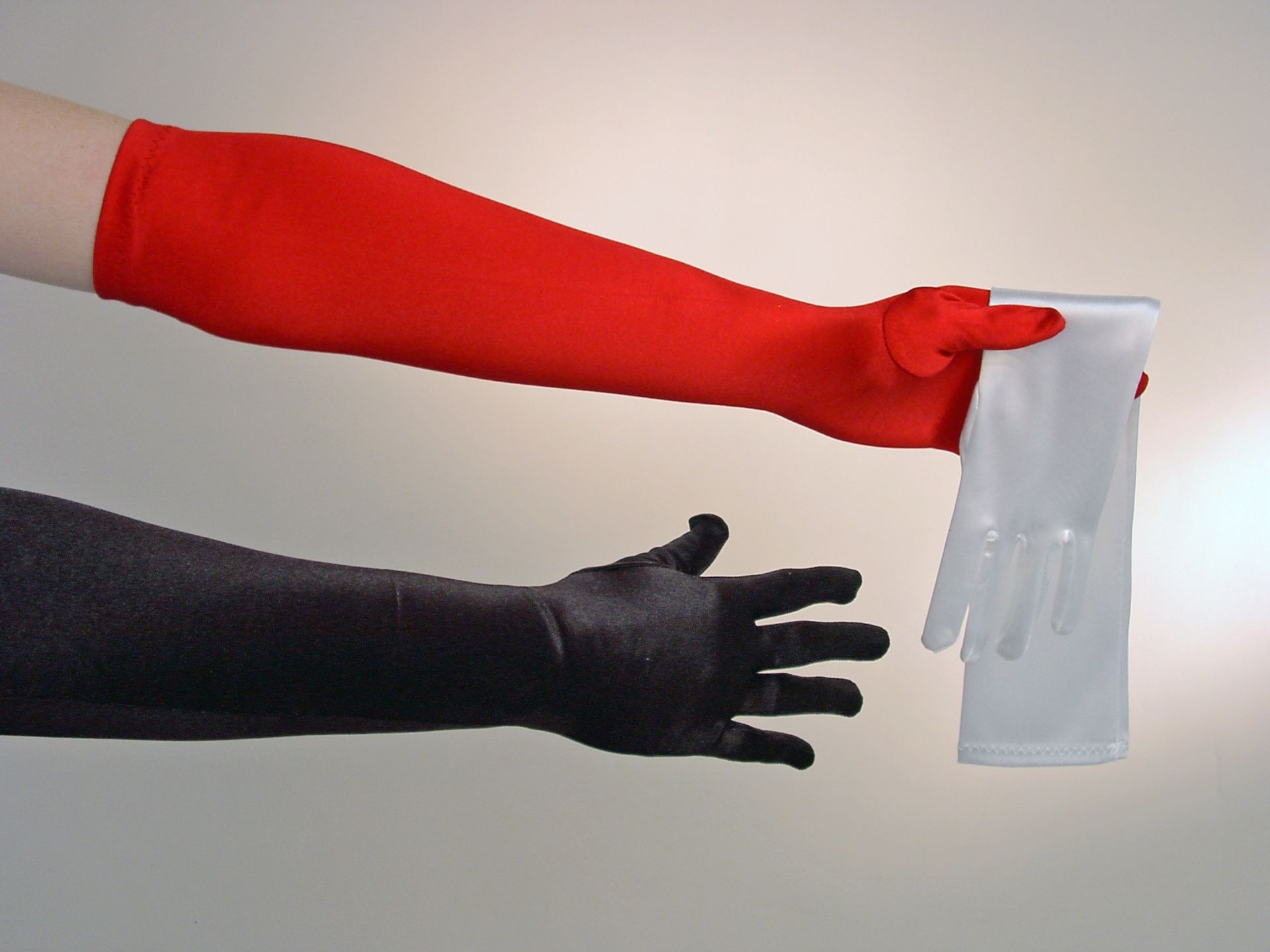 Satinhandschuhe, ca. 50 cm, rot
