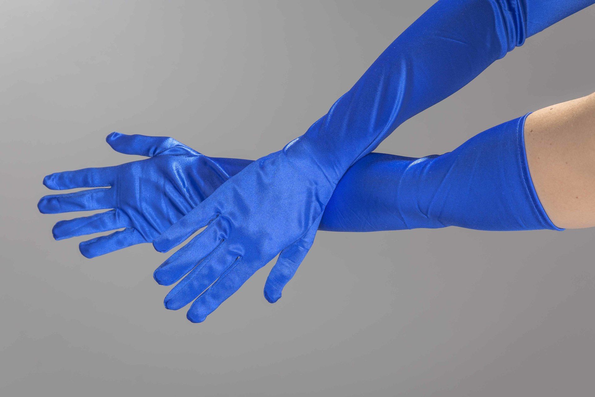 Satinhandschuhe, ca. 50 cm, blau