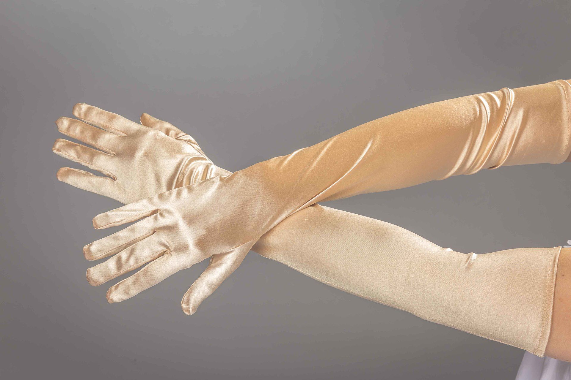Satinhandschuhe, ca. 50 cm, gold