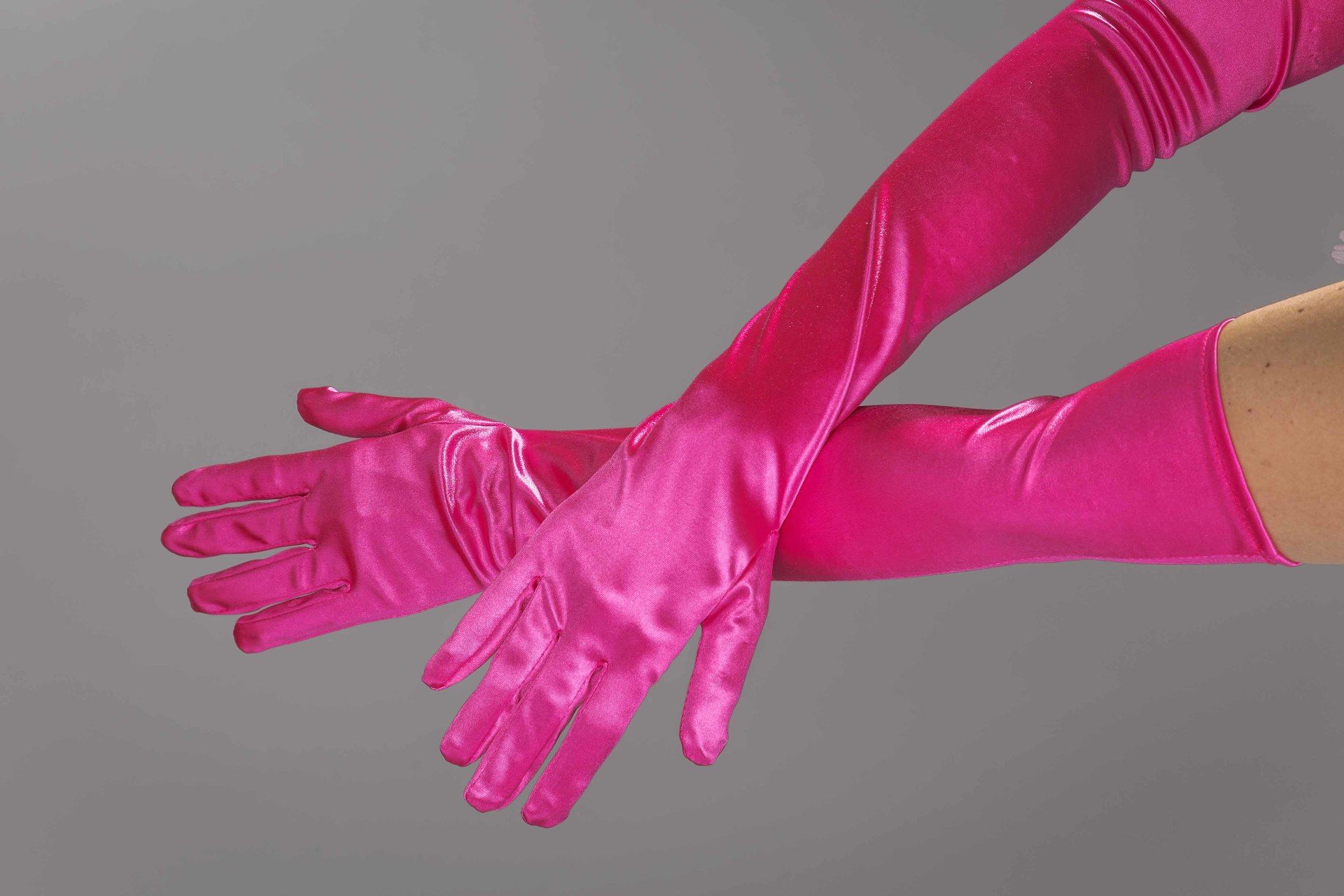 Satinhandschuhe, ca. 50 cm, pink