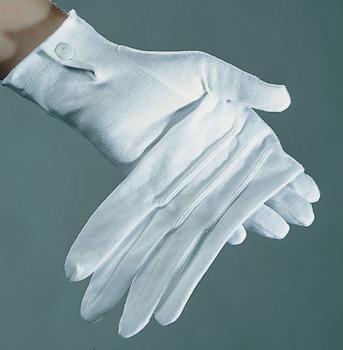 Baumwoll-Herrenhandschuhe, wei mit Knopf