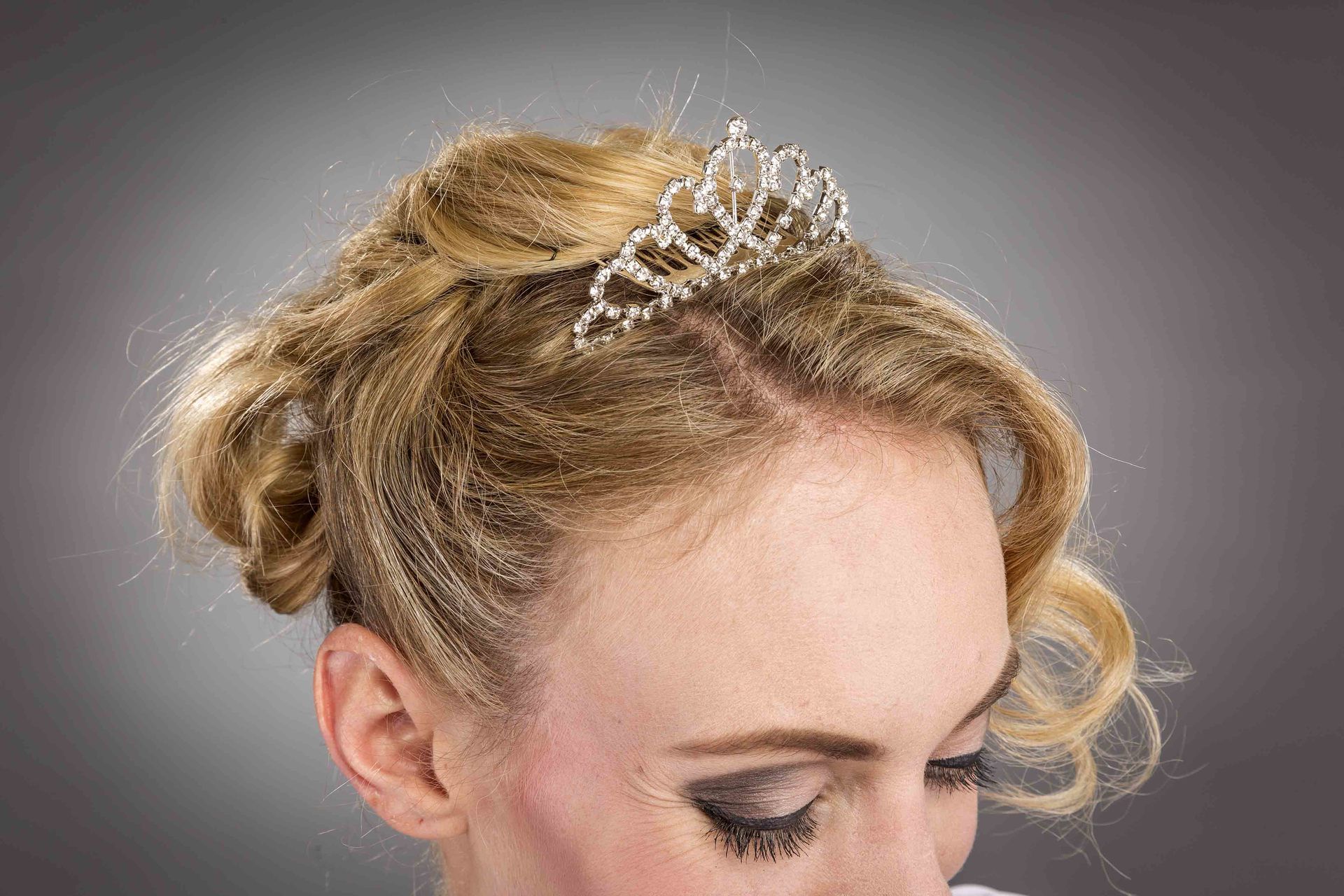 Strass-Diadem mit Kmmchen, silber